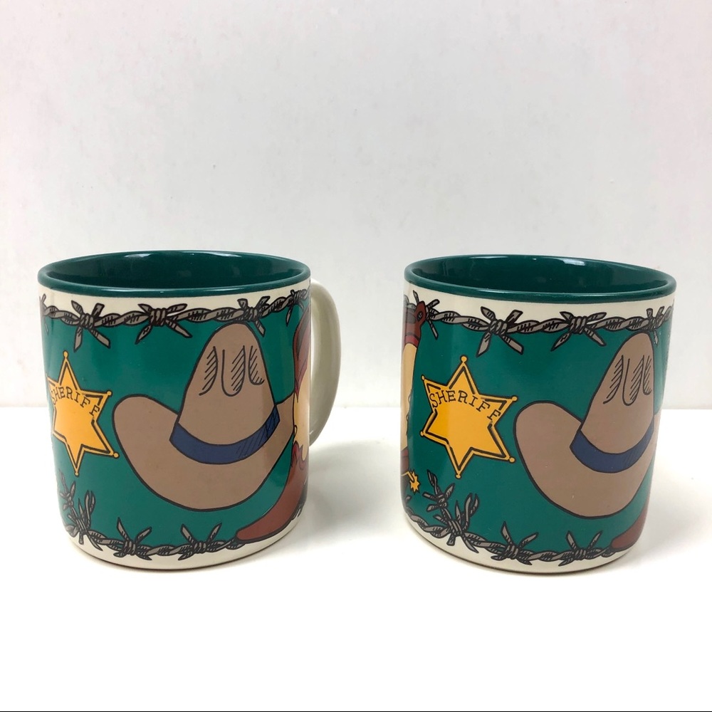Vintage Western Sheriff Coffee Mugs Country